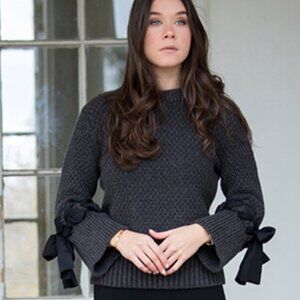 Club Monaco Dark Gray Sweater with Black Bow Accents